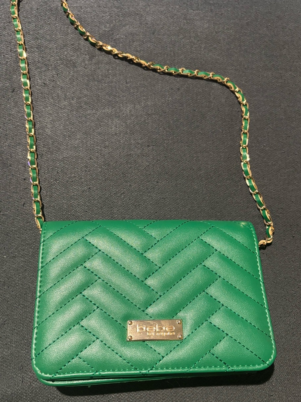 bebe Green Quilted Crossbody Purse